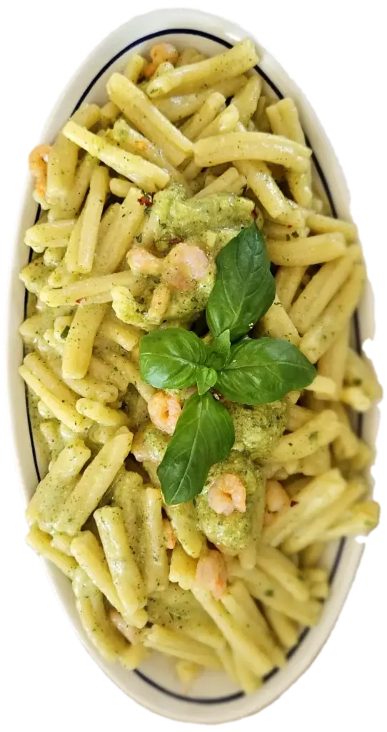 Pâtes à la crème de courgette et crevettes 